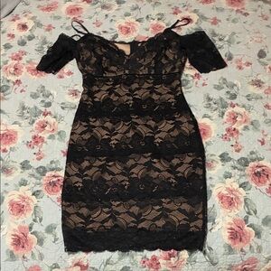 Guess Black Lace Sleeve Dress